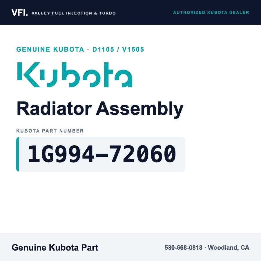 Kubota 1G994-72060 Radiator Assembly for Kubota D1105 three-cylinder diesel engine