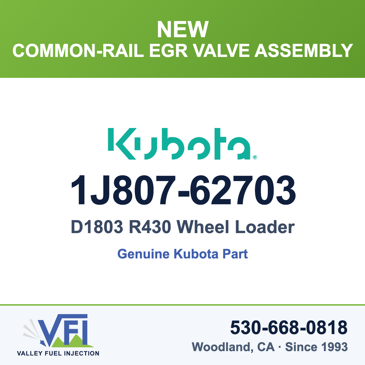 Kubota 1J807-62703 EGR Valve Assembly for Kubota D1803 common-rail diesel engine