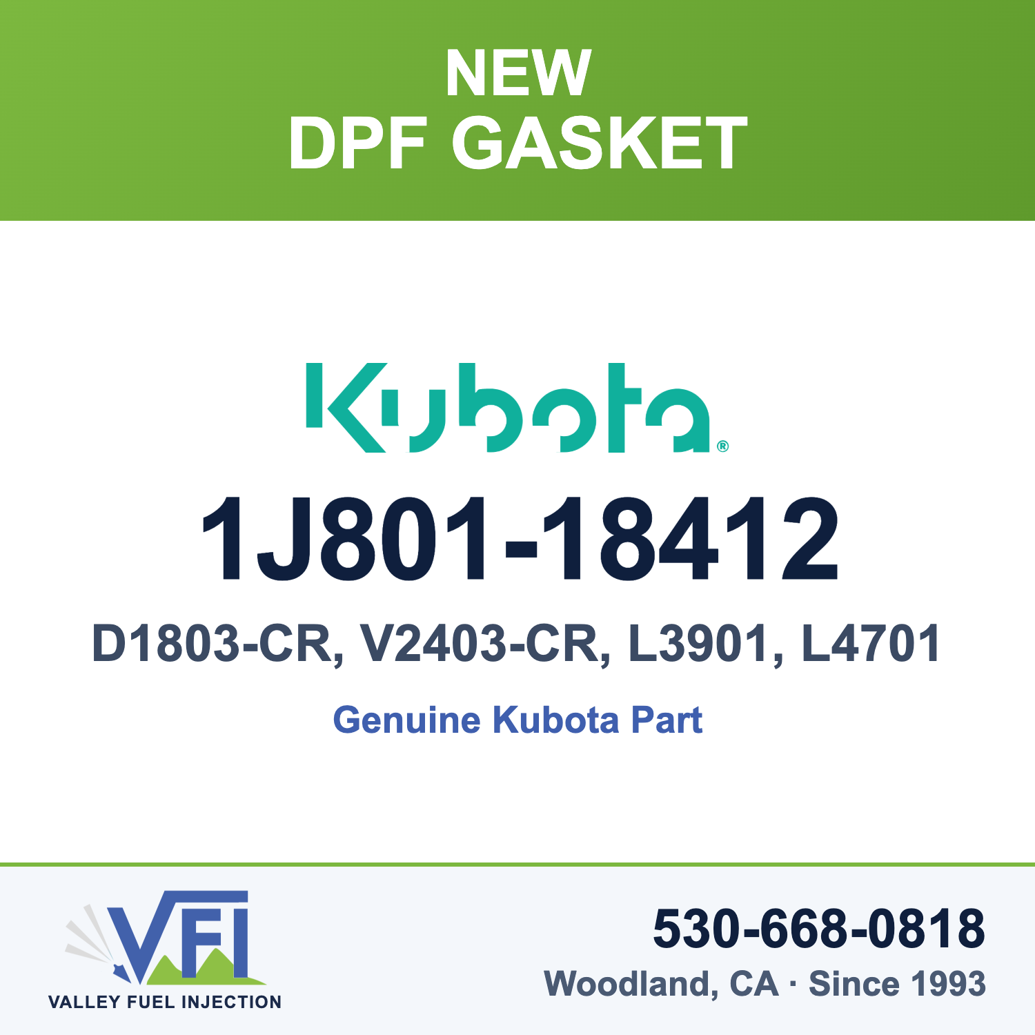 Kubota 1J801-18412 DPF Gasket for Kubota D1803-CR