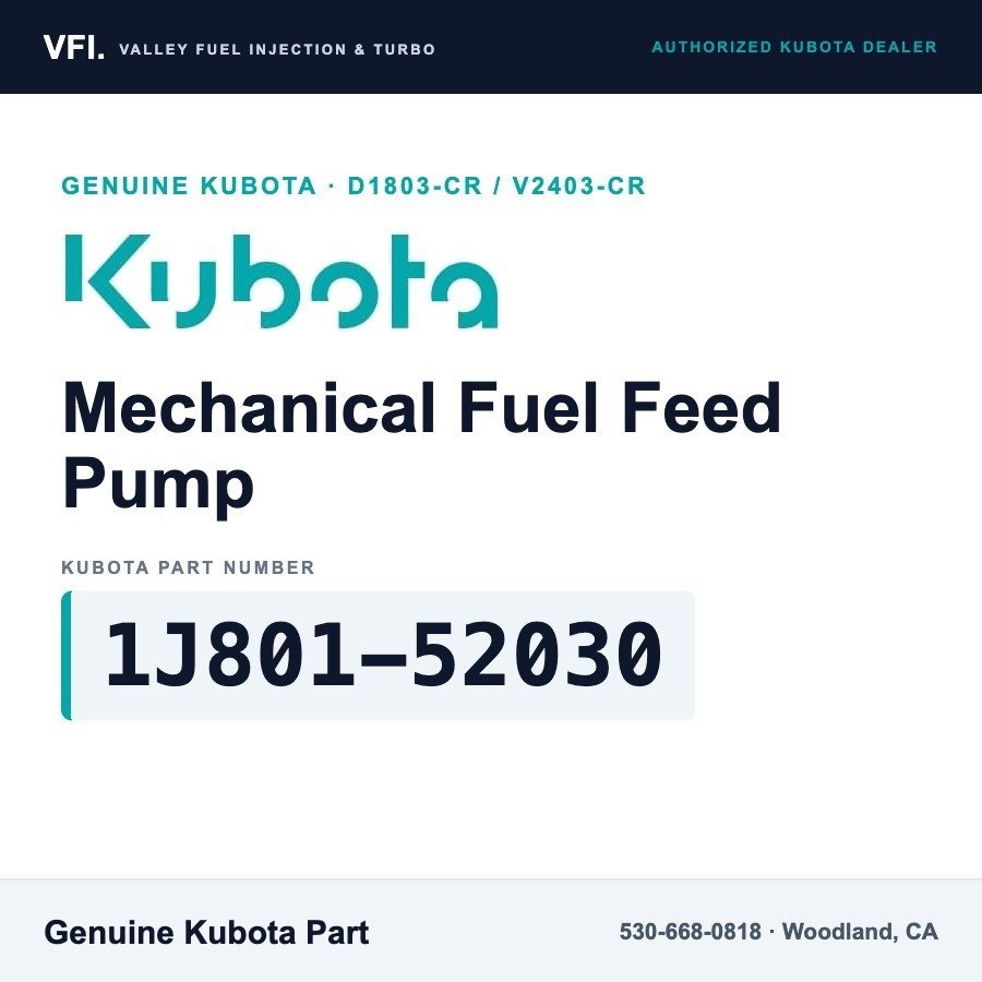 Kubota 1J801-52030 Mechanical Fuel Feed Pump (Lift Pump) with Hand Primer for Kubota D1803-CR-E4