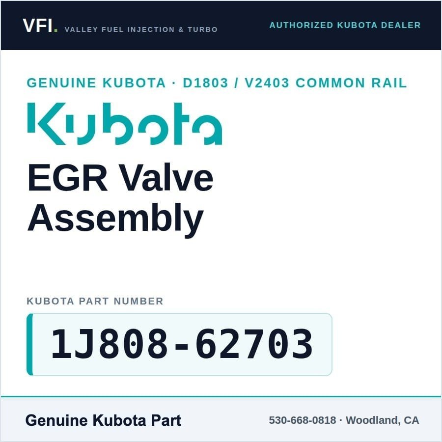 Kubota D1803 V2403 EGR Valve Assembly 1J808-62703 (Genuine)