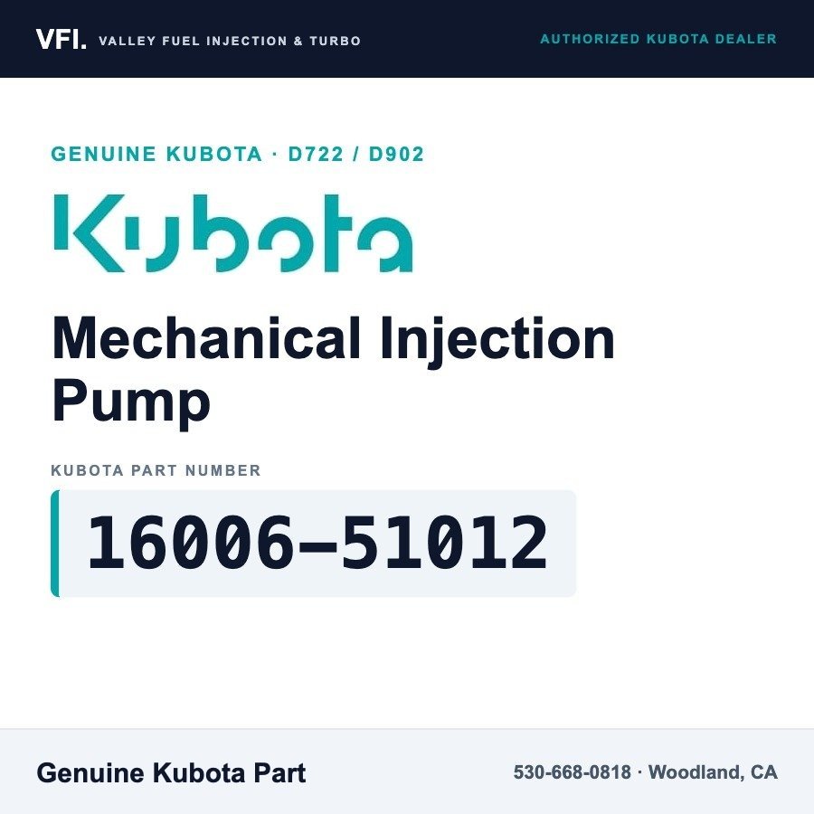 Kubota 16006-51012 Mechanical Injection Pump Assembly (3-cylinder) for Kubota BX1860