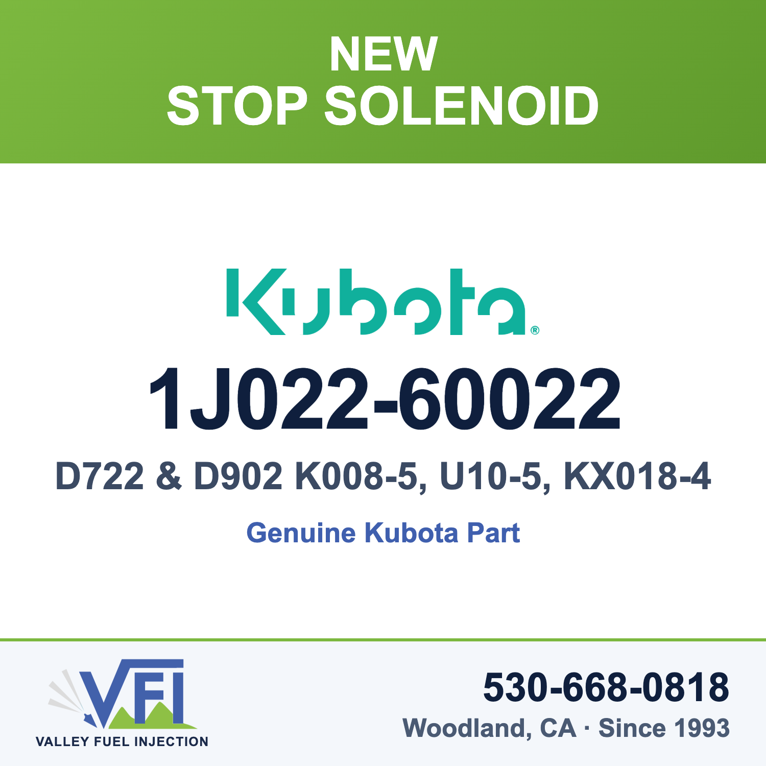 Kubota 1J022-60022 Engine Stop Solenoid for Kubota K008-5 mini excavator