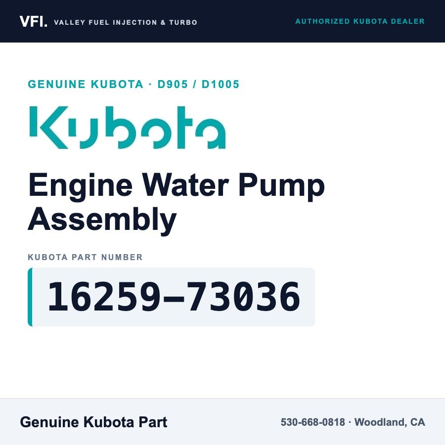 Kubota 16259-73036 Engine Water Pump Assembly for Kubota D1105 and V1505 diesel engines