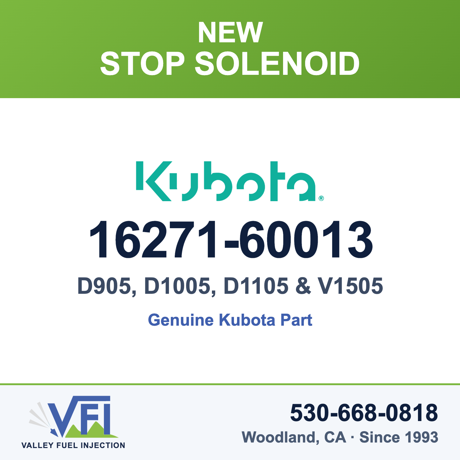 Kubota 16271-60013 Engine Stop Solenoid for Kubota D905