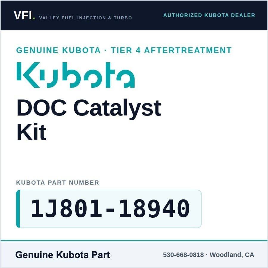 Kubota DOC Catalyst Kit 1J801-18940 for KX057-4, U55-4, R530 (Genuine)