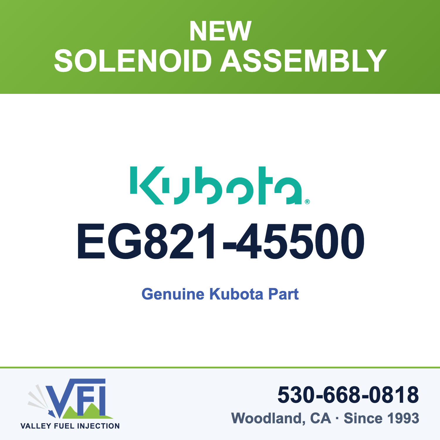 Genuine Kubota EG821-45500 Solenoid Assembly