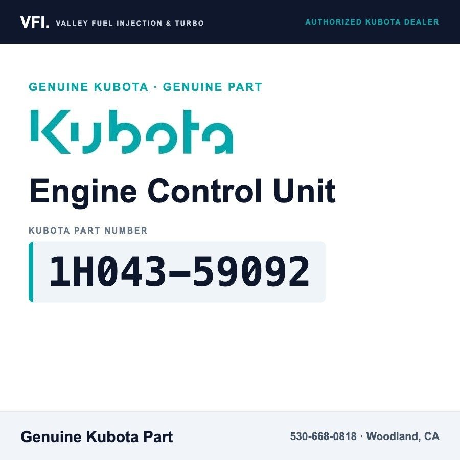 Kubota 1H043-59092 Engine Control Unit (ECU) Sub-Assembly for Direct replacement for a Kubota ECU sub-assembly labeled 1H043-
