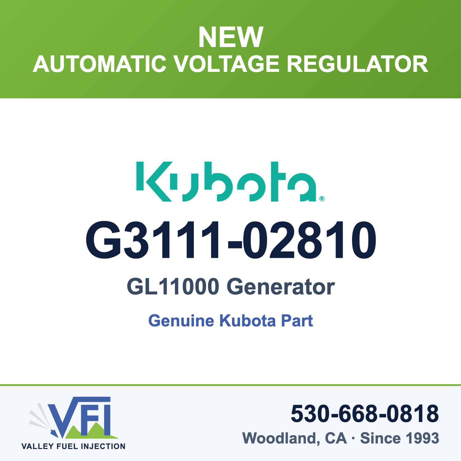 Kubota G3111-02810 Automatic Voltage Regulator (AVR) for Kubota GL11000 diesel generator