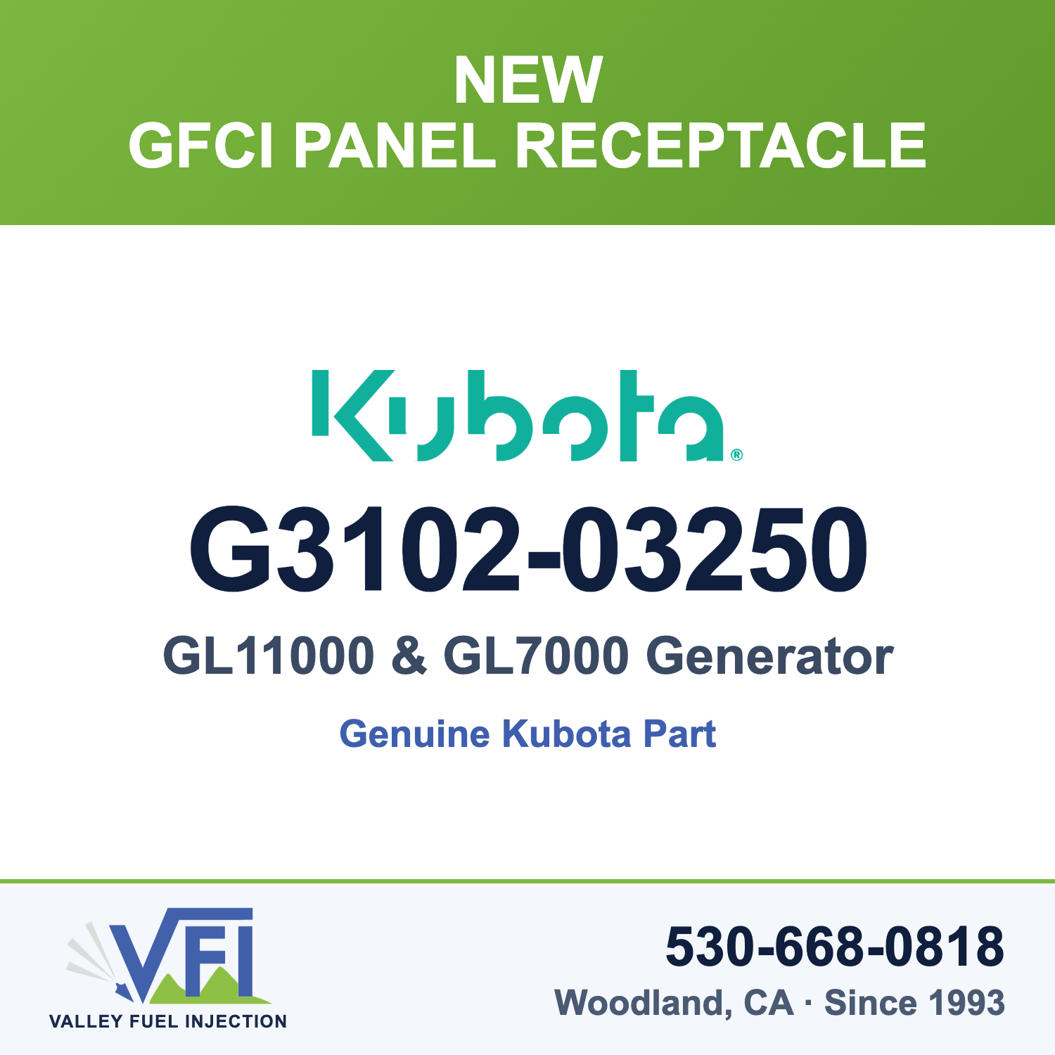 Kubota G3102-03250 Generator GFCI Panel Receptacle for Kubota GL11000 diesel generator