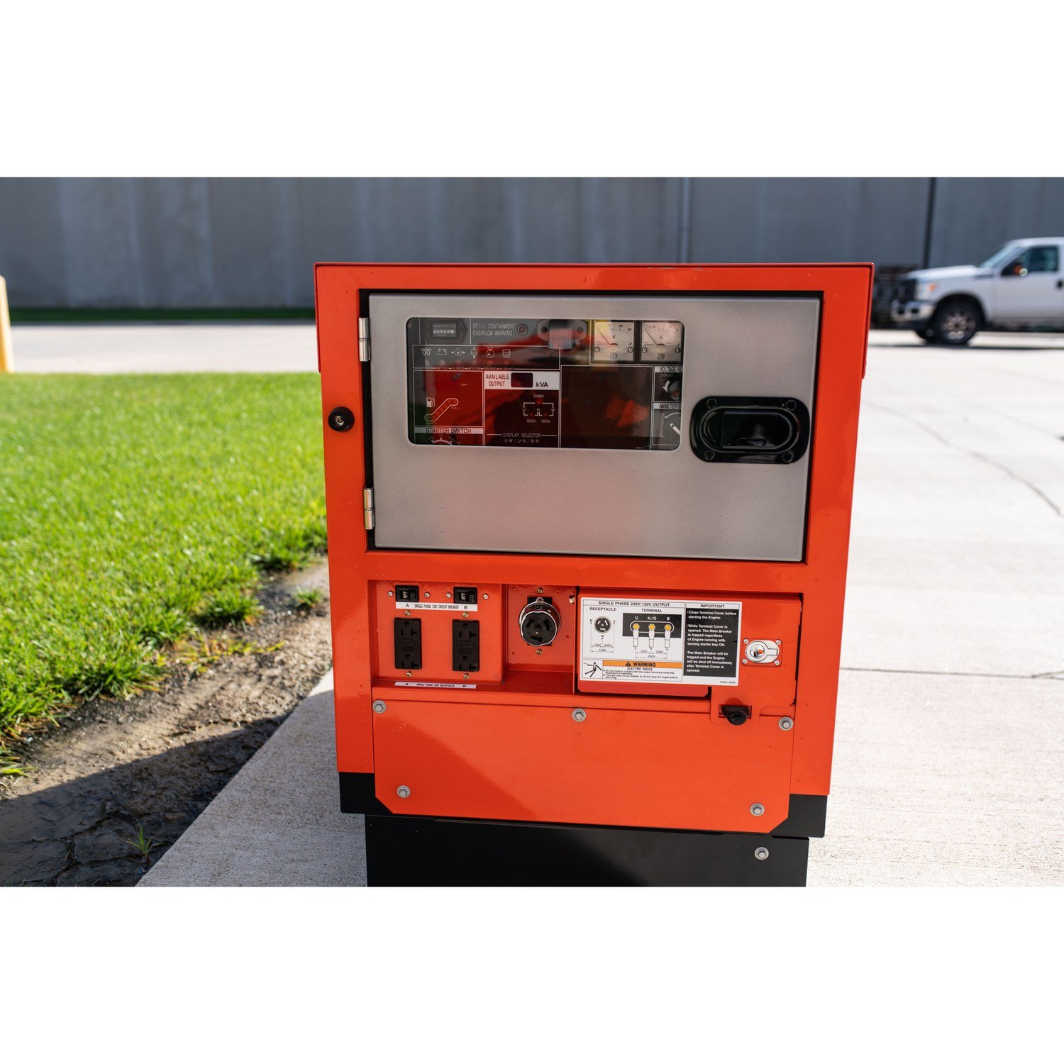 Kubota GL14000 diesel generator, control panel, door closed
