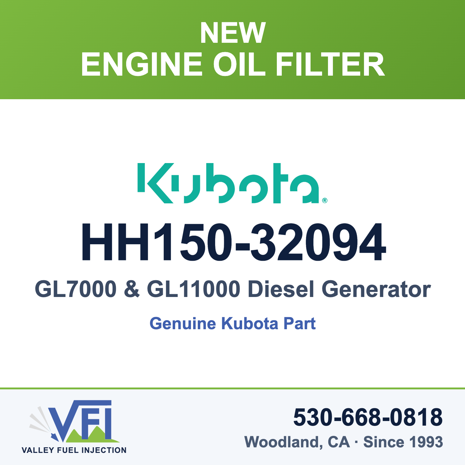 Kubota HH150-32094 Engine Oil Filter Cartridge for Kubota GL7000 diesel generator