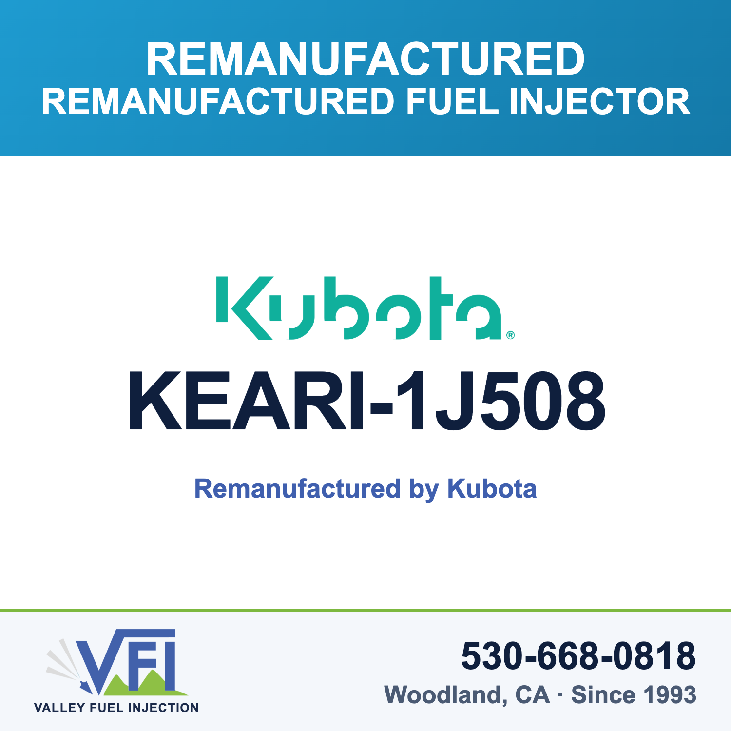 Genuine Kubota KEARI-1J508 Remanufactured Fuel Injector