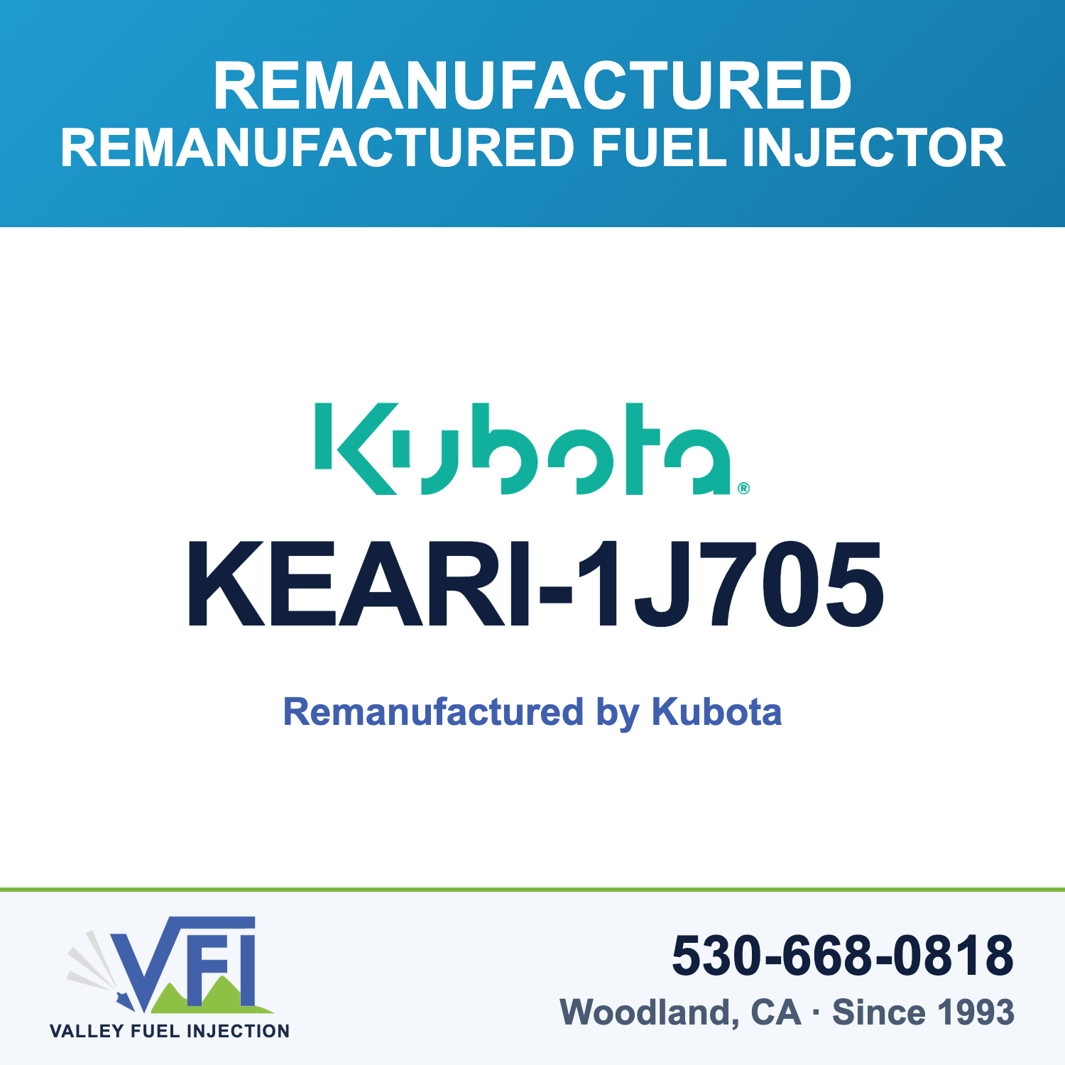 Genuine Kubota KEARI-1J705 Remanufactured Fuel Injector