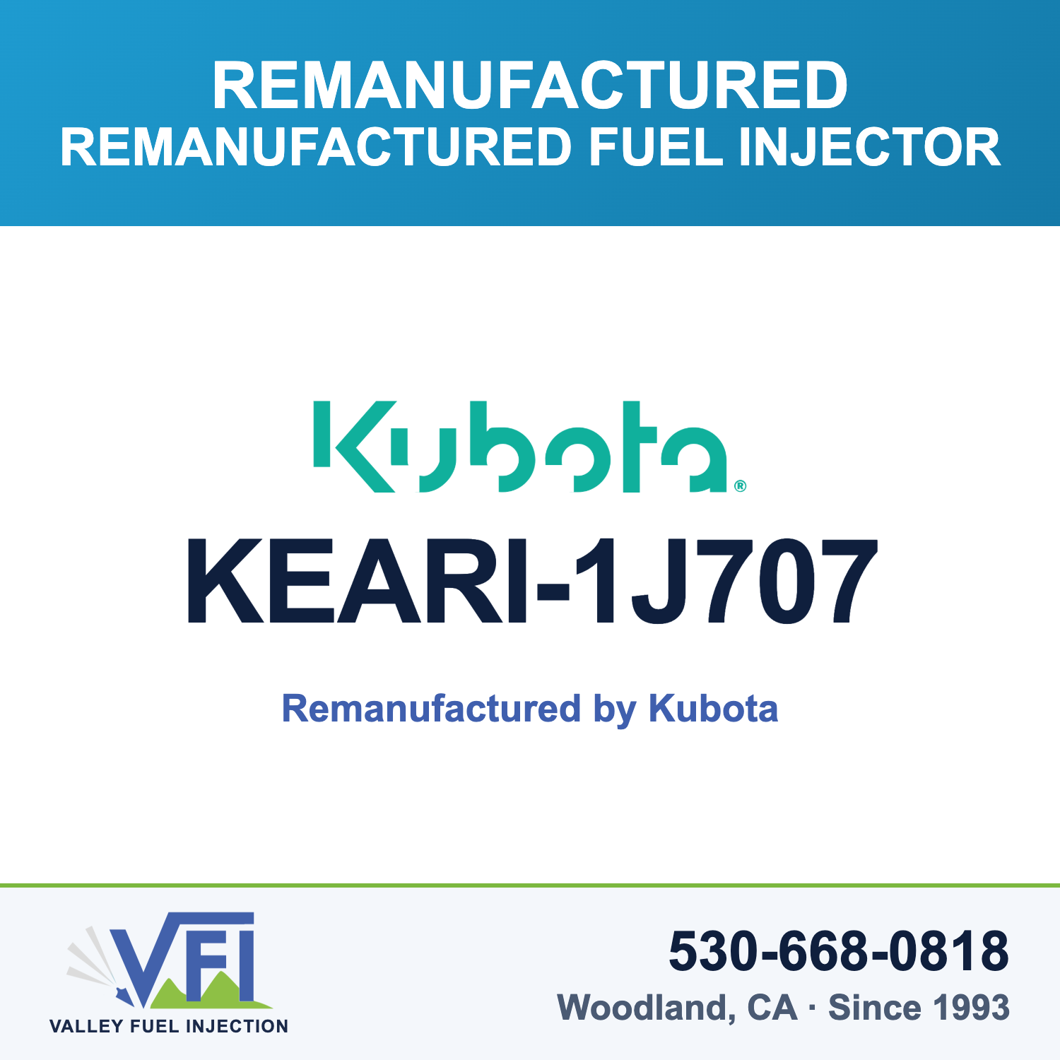 Genuine Kubota KEARI-1J707 Remanufactured Fuel Injector