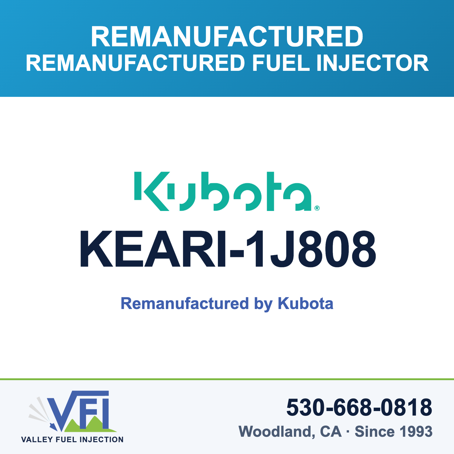 Genuine Kubota KEARI-1J808 Remanufactured Fuel Injector