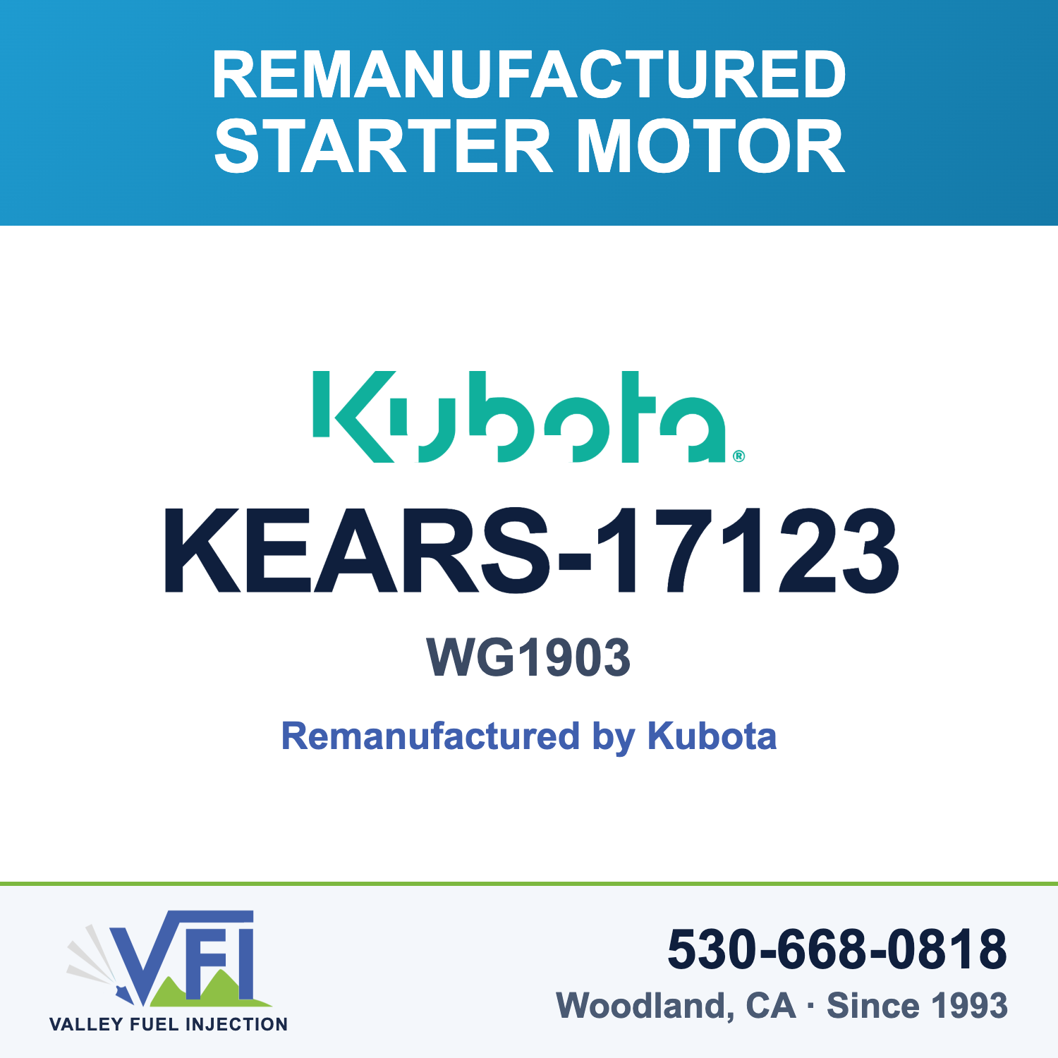 Genuine Kubota KEARS-17123 Starter Motor