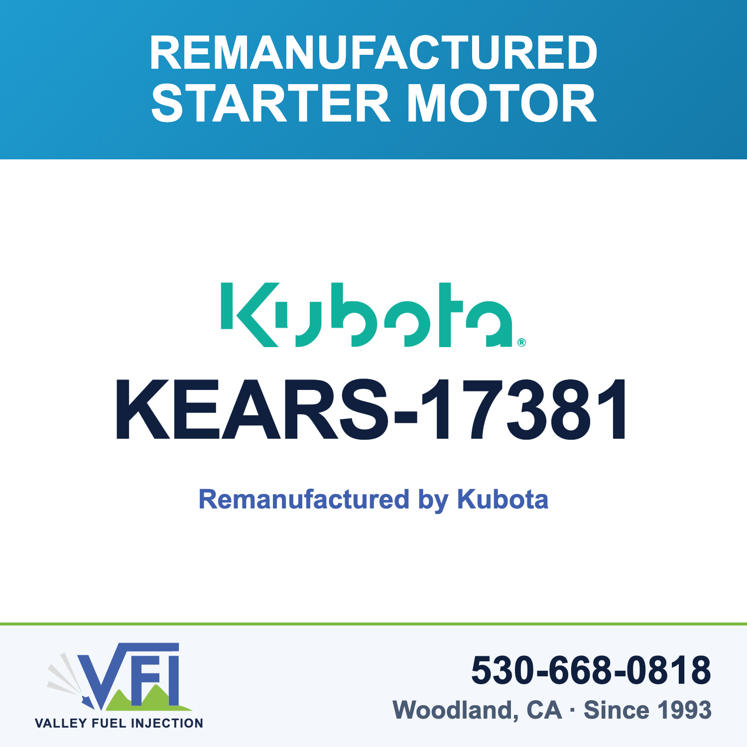 Genuine Kubota KEARS-17381 Starter Motor