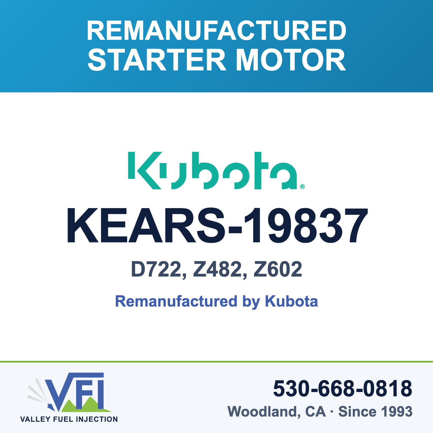 Genuine Kubota KEARS-19837 Starter Motor