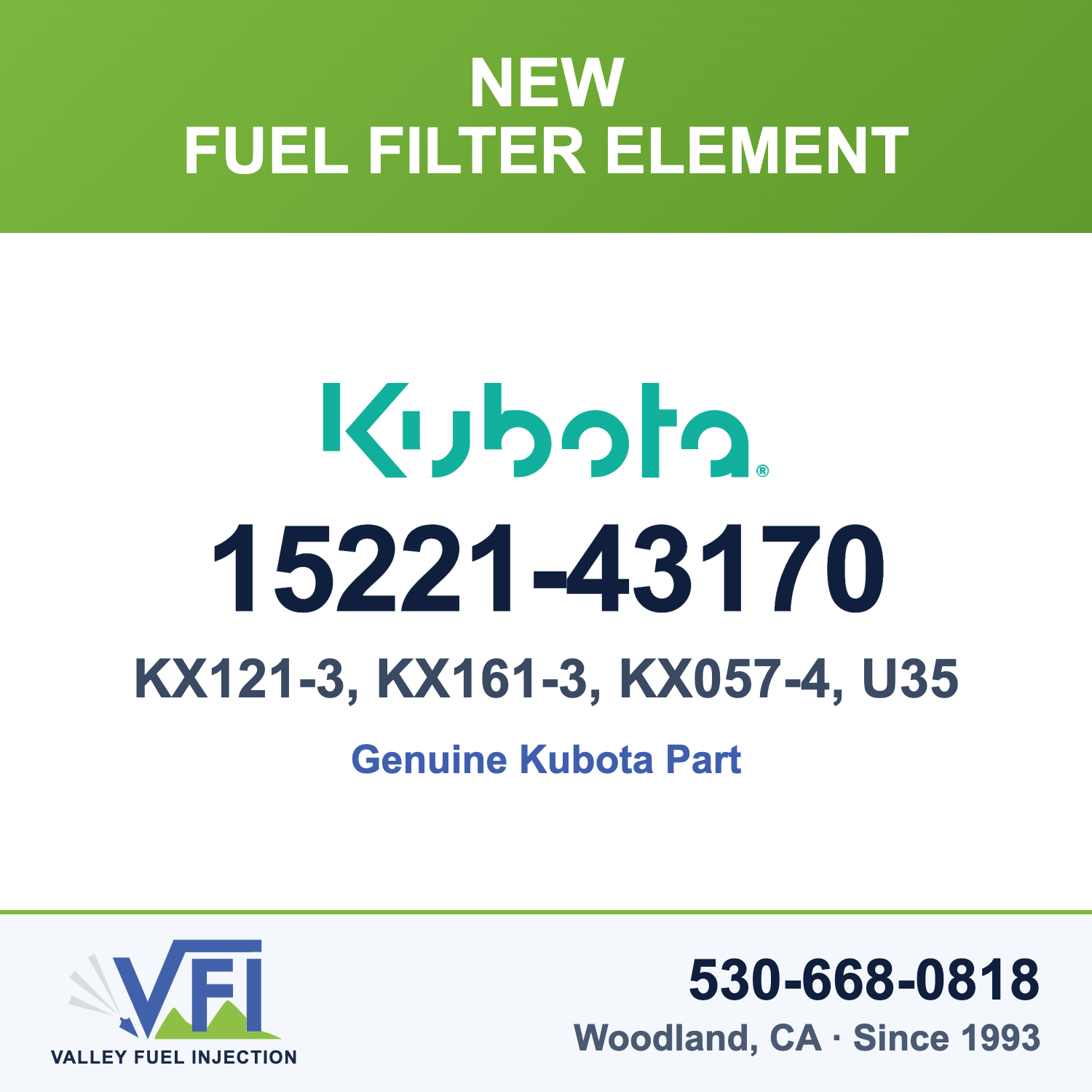 Kubota 15221-43170 Fuel Filter Element for Kubota KX121-2