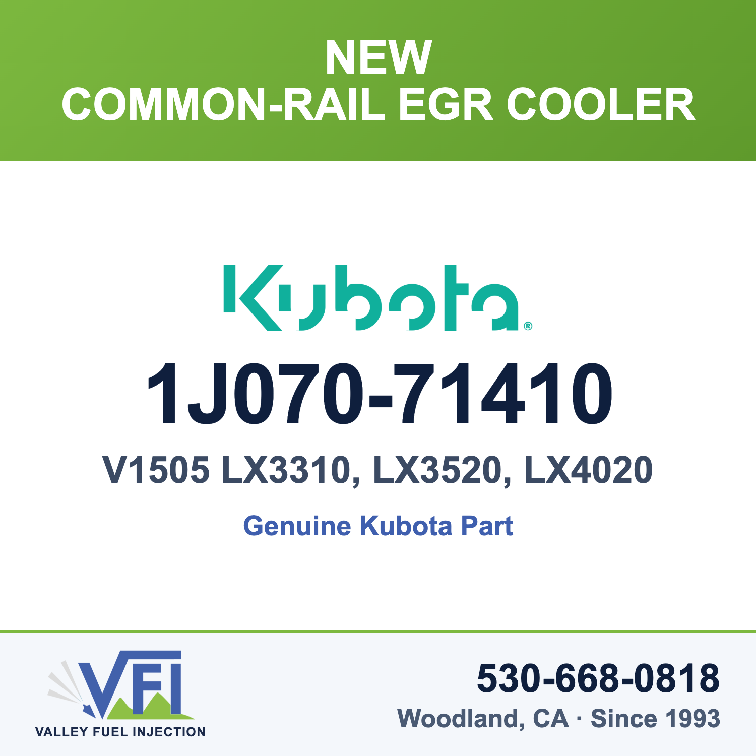 Kubota 1J070-71410 EGR Cooler for Kubota V1505 turbocharged common-rail diesel engine