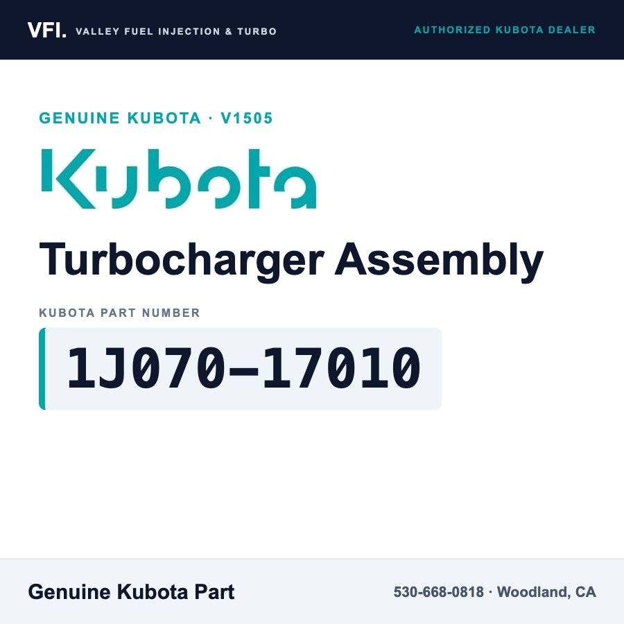 Kubota 1J070-17010 Turbocharger Assembly for Kubota V1505 common-rail turbo diesel