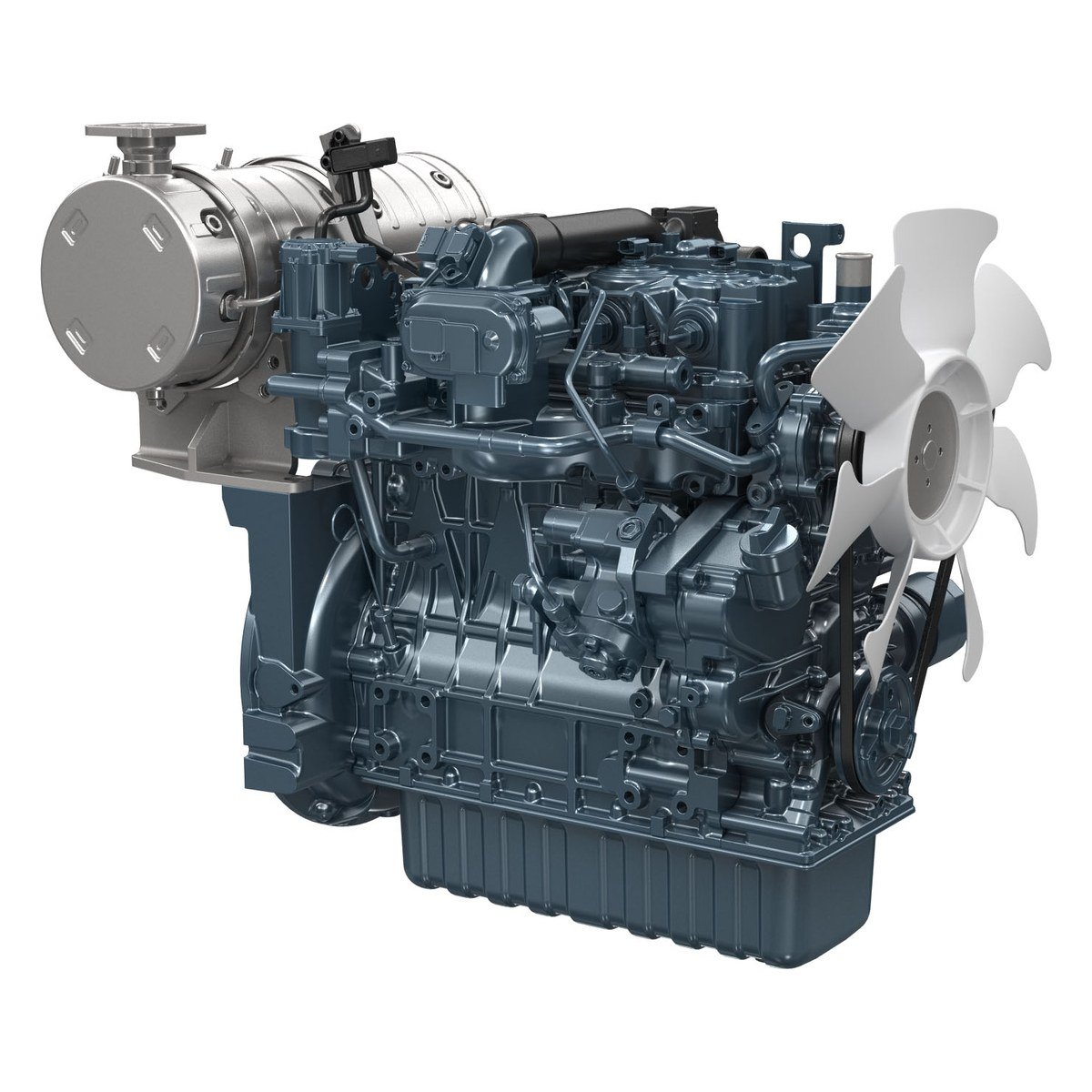 Kubota V1505-CR-TE4B diesel engine, fan side