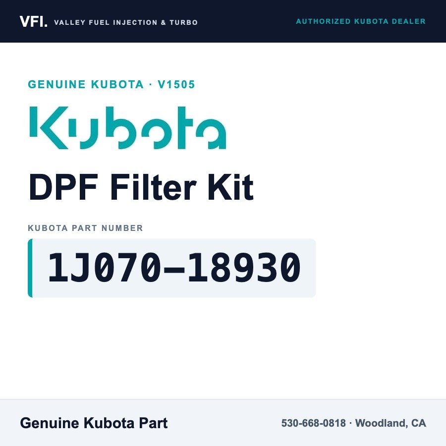 Kubota 1J070-18930 DPF Filter Kit for Kubota V1505 diesel with a DPF