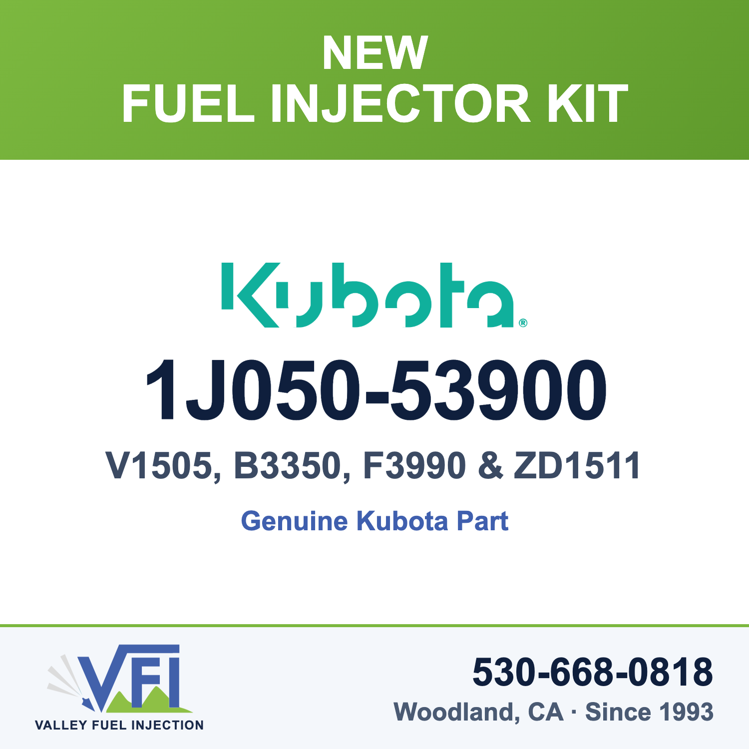 Kubota 1J050-53900 Fuel Injector (Nozzle Holder Kit) for Kubota V1505 four-cylinder diesel