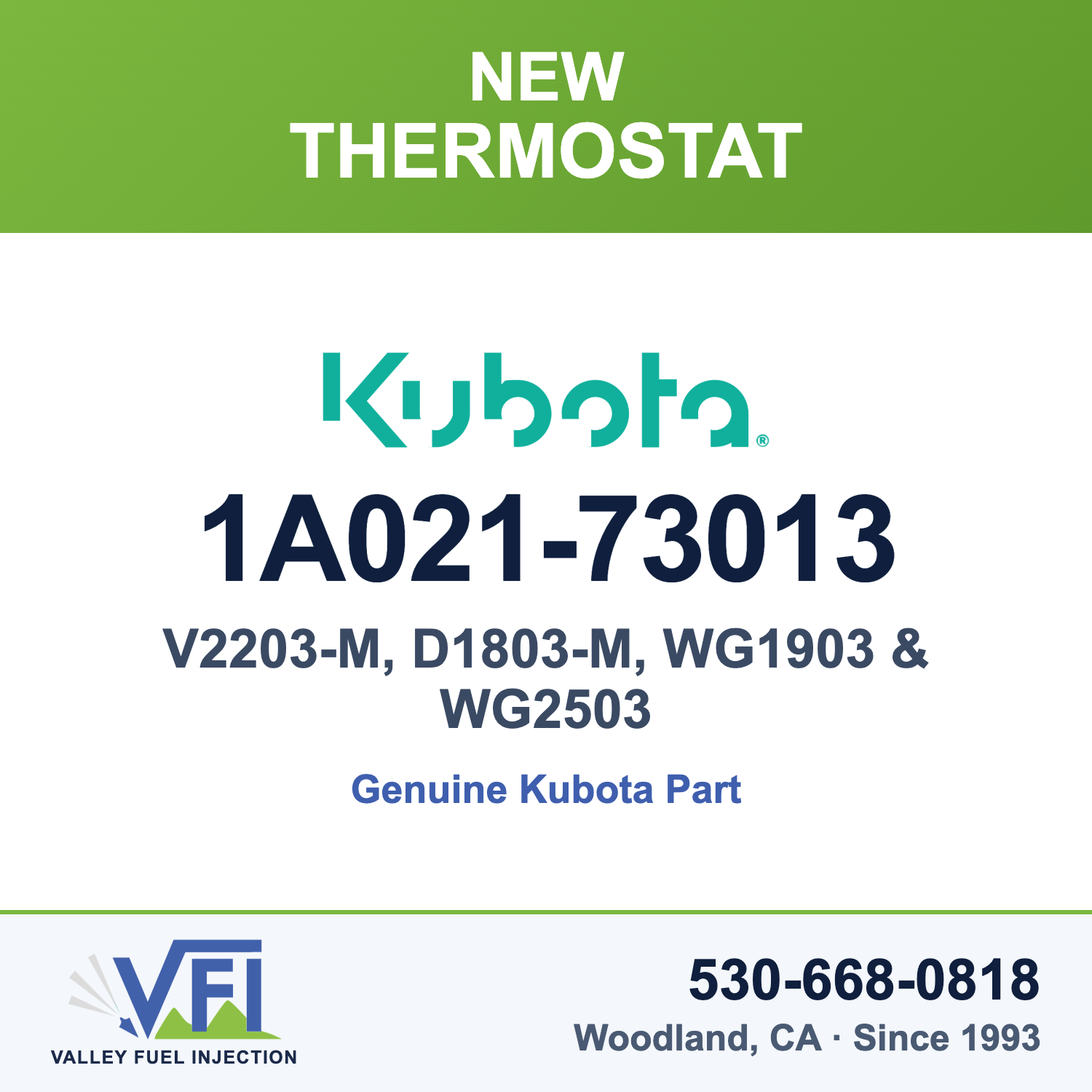 Kubota 1A021-73013 Thermostat Assembly for Kubota WG2503 gasoline