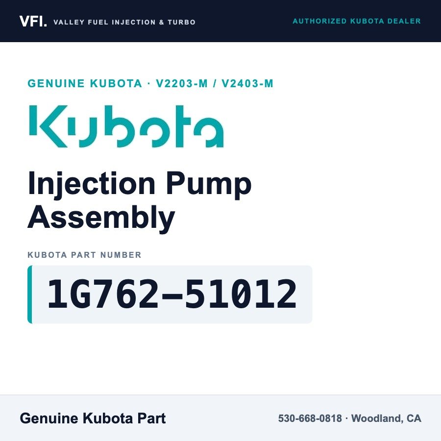 Kubota 1G762-51012 Injection Pump Assembly for Kubota V2203-M and V2403-M four-cylinder diesel engines