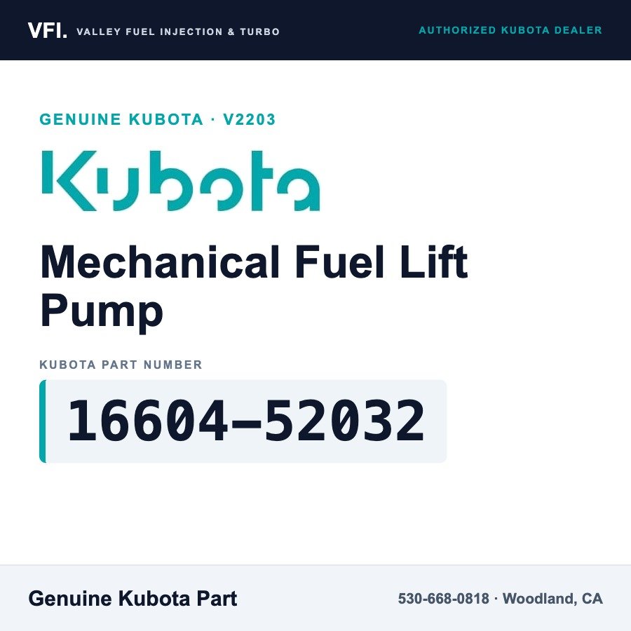 Kubota 16604-52032 Mechanical Fuel Lift Pump with Hand Primer Lever for Kubota V2203 engine