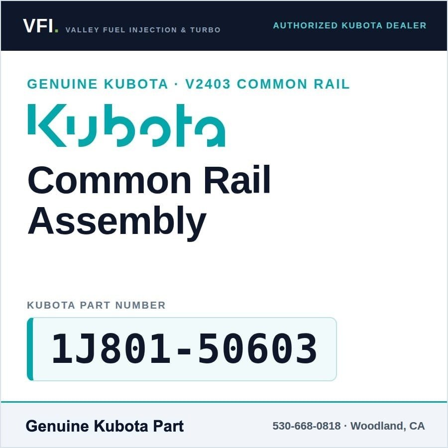 Kubota V2403-CR Common Rail Assembly 1J801-50603 (Genuine)