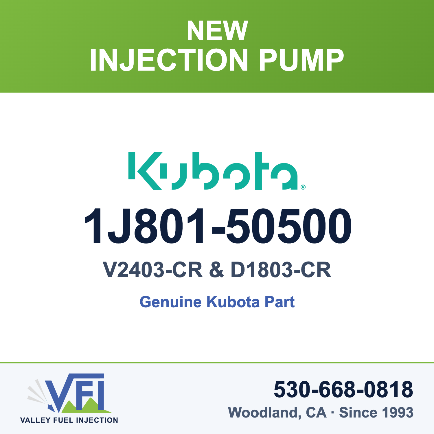 Kubota V2403-CR D1803-CR Injection Pump 1J801-50500 (Genuine)