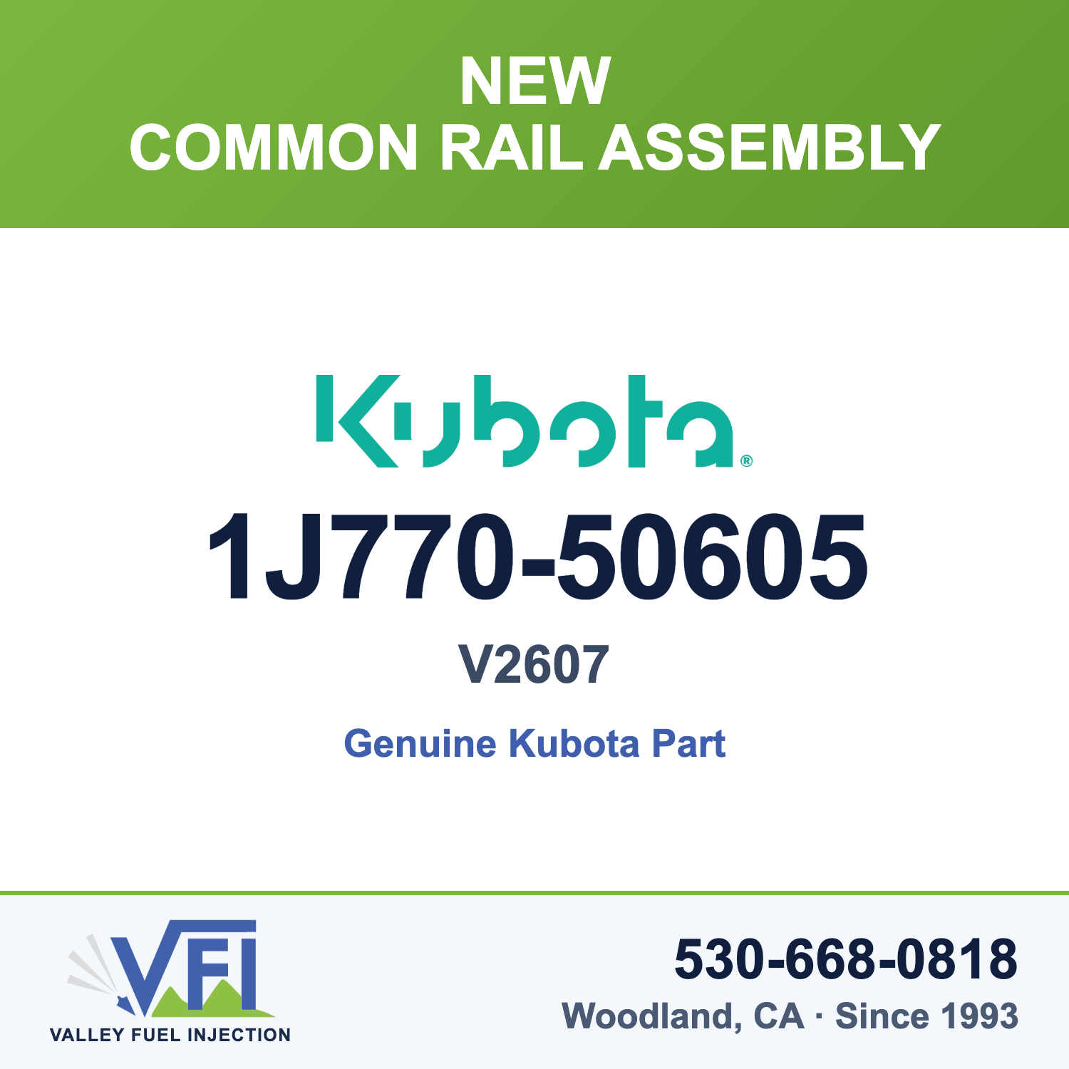 Kubota V2607 Common Rail Assembly 1J770-50605 (Genuine)