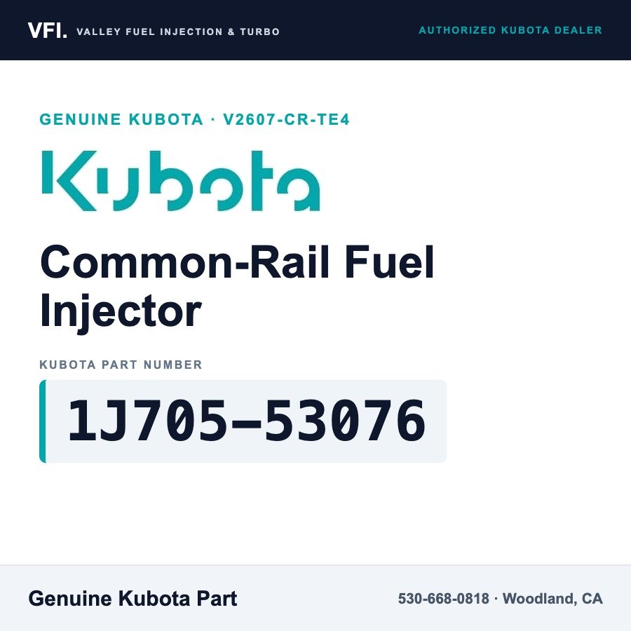 Kubota 1J705-53076 Common-Rail Fuel Injector Kit for Kubota SSV65 skid steer loader