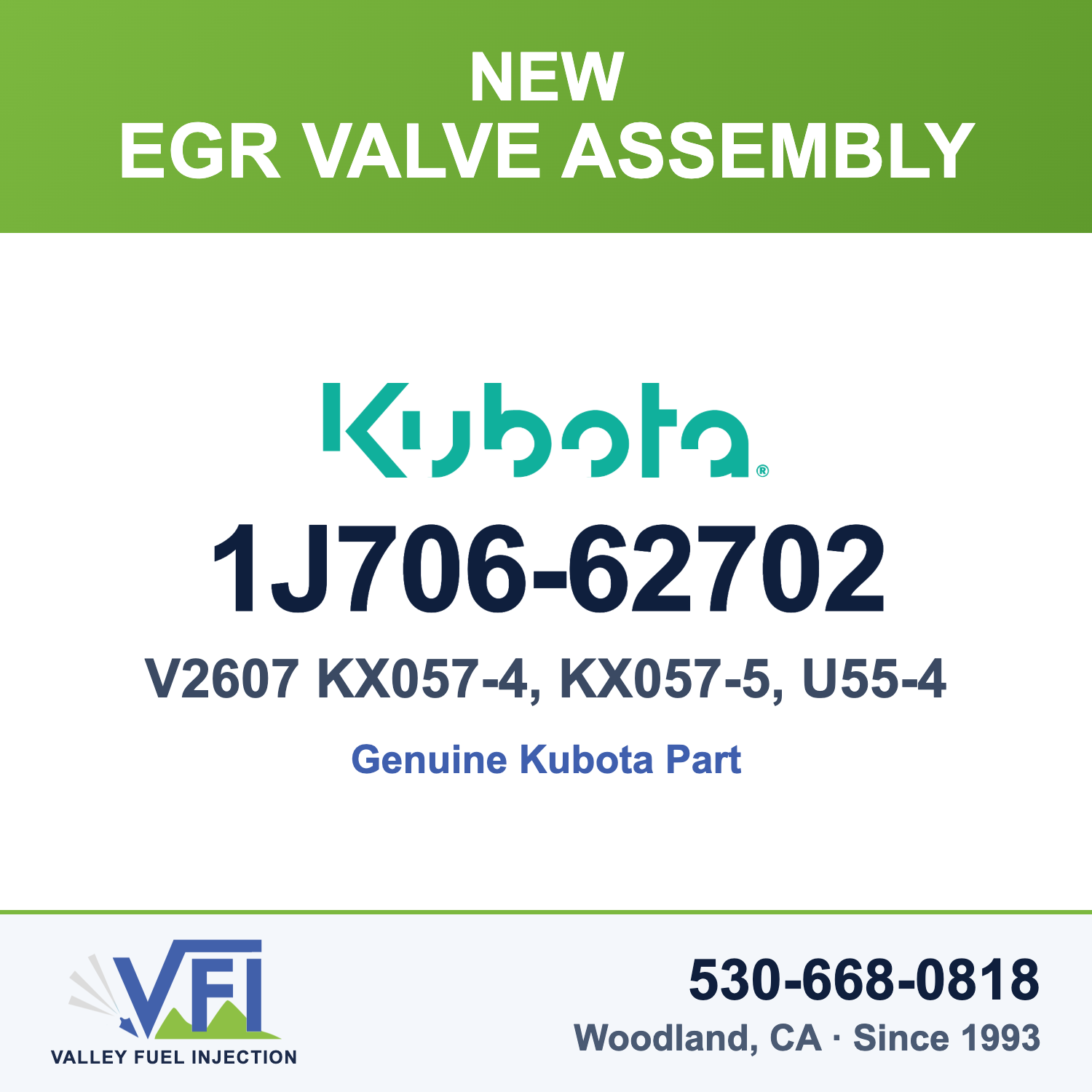 Kubota 1J706-62702 EGR Valve Assembly for Kubota V2607 common-rail diesel engine