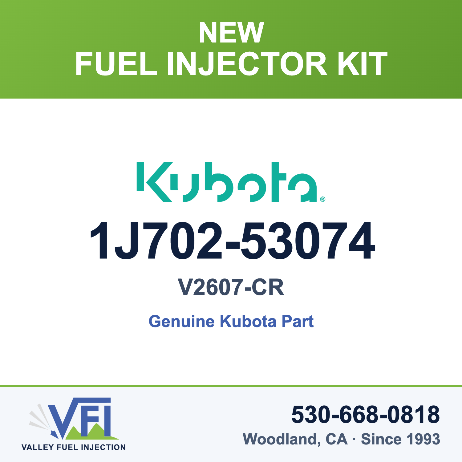 Kubota V2607-CR Fuel Injector Kit 1J702-53074 (Genuine)