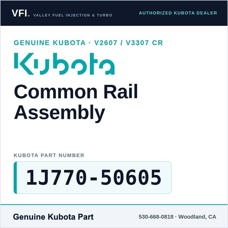 Kubota V2607 Common Rail Assembly 1J770-50605 (Genuine)
