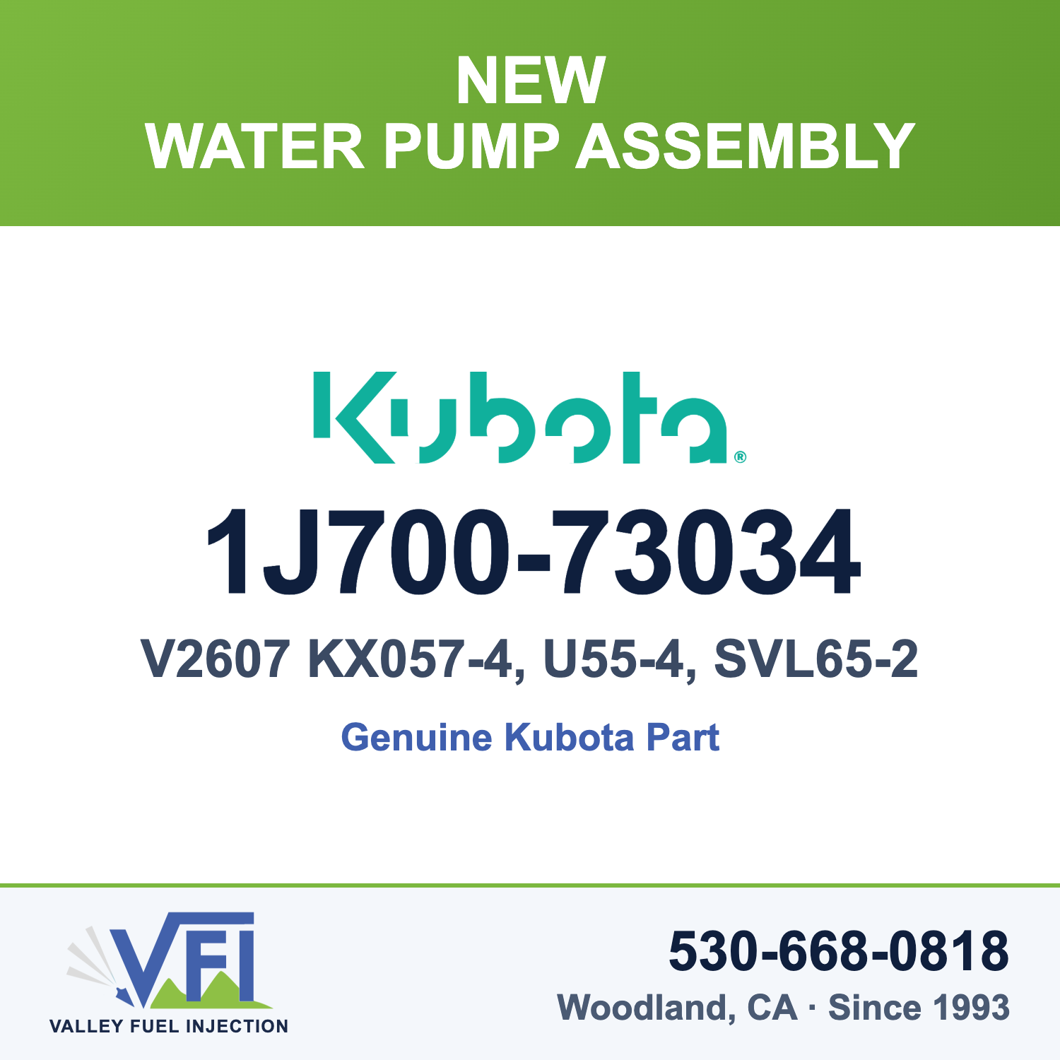 Kubota 1J700-73034 Water Pump Assembly for Kubota V2607 diesel engine