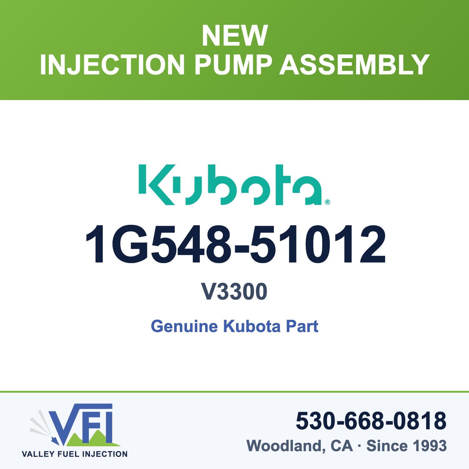 Kubota 1G548-51012 Injection Pump Assembly for Kubota V3300 diesel engines