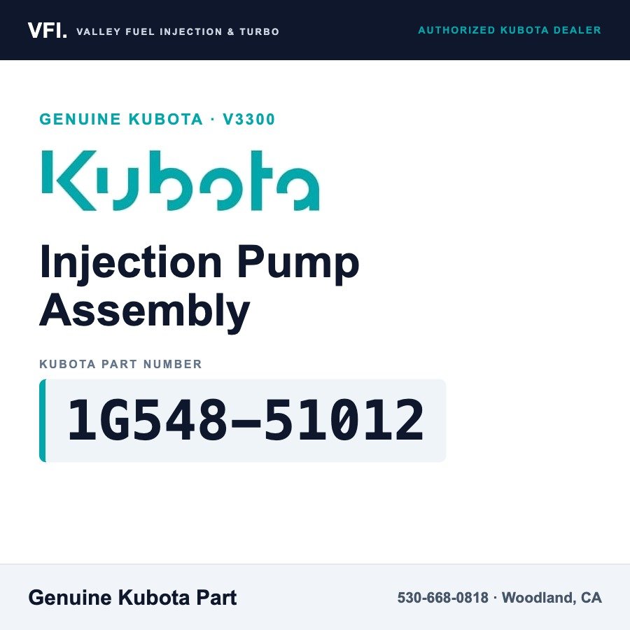 Kubota 1G548-51012 Injection Pump Assembly for Kubota V3300 diesel engines