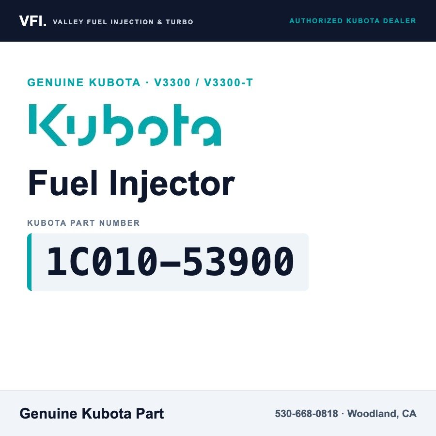 Kubota 1C010-53900 Fuel Injector (Nozzle Holder Kit) for Kubota V3300 and V3300-T four-cylinder diesel engines