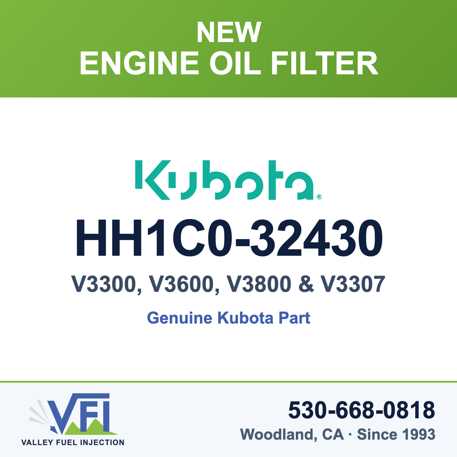 Kubota HH1C0-32430 Engine Oil Filter Cartridge for Kubota V3300