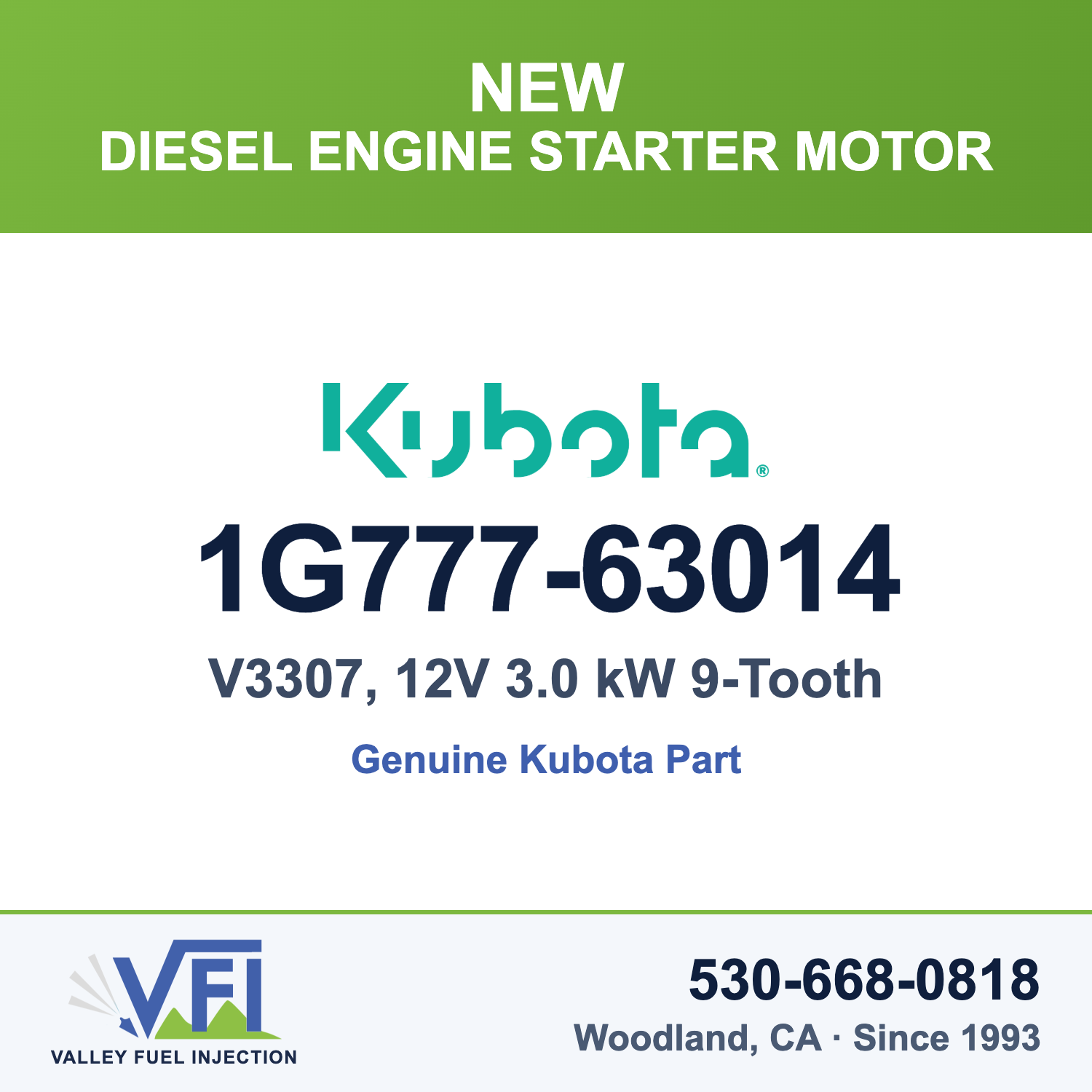 Kubota 1G777-63014 Starter Motor for Kubota V3307 diesel engine