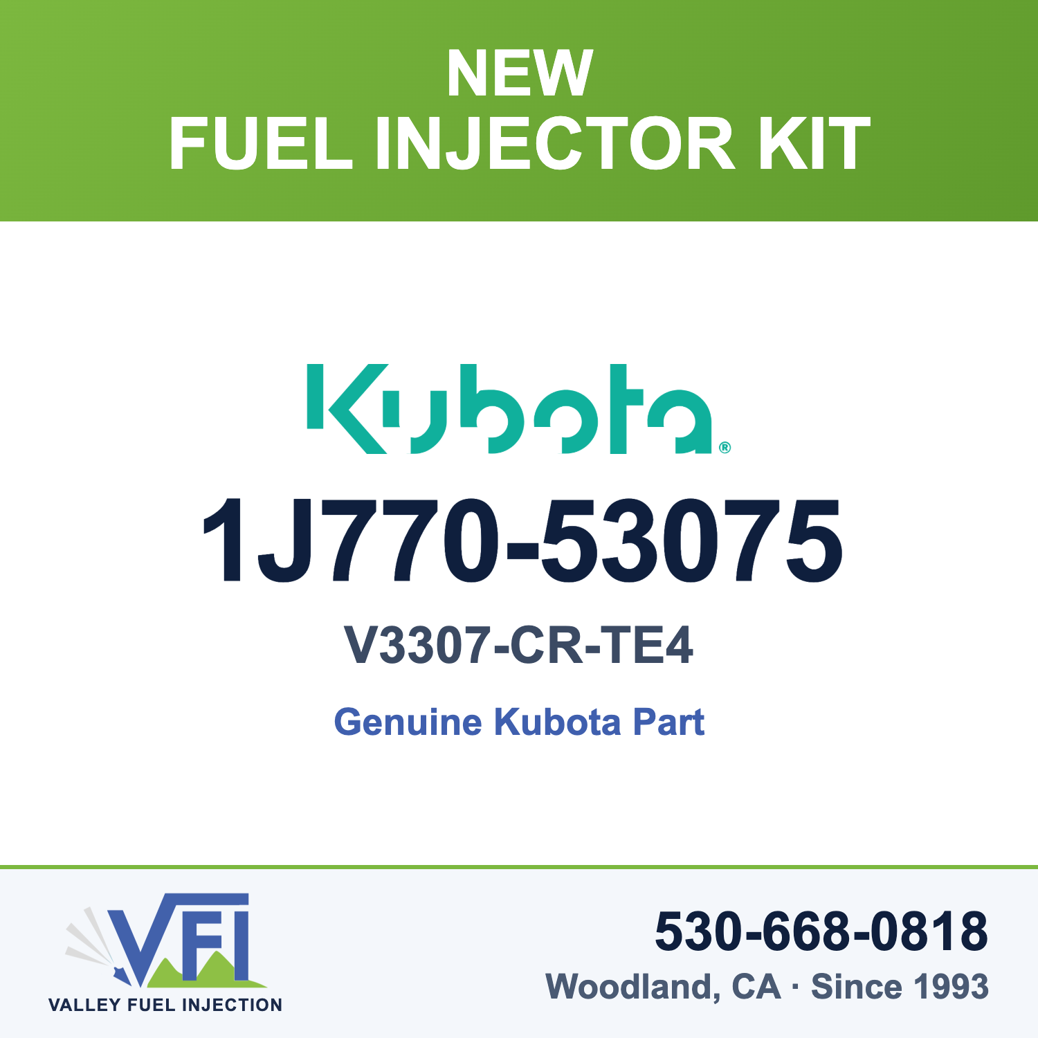 Kubota V3307-CR-TE4 Fuel Injector Kit 1J770-53075 (Genuine)