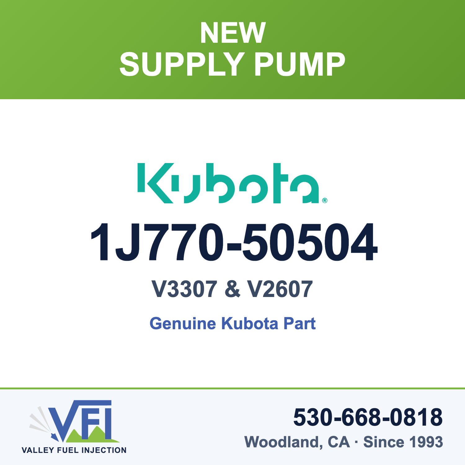 Kubota V3307 V2607 Supply Pump 1J770-50504 (Genuine)