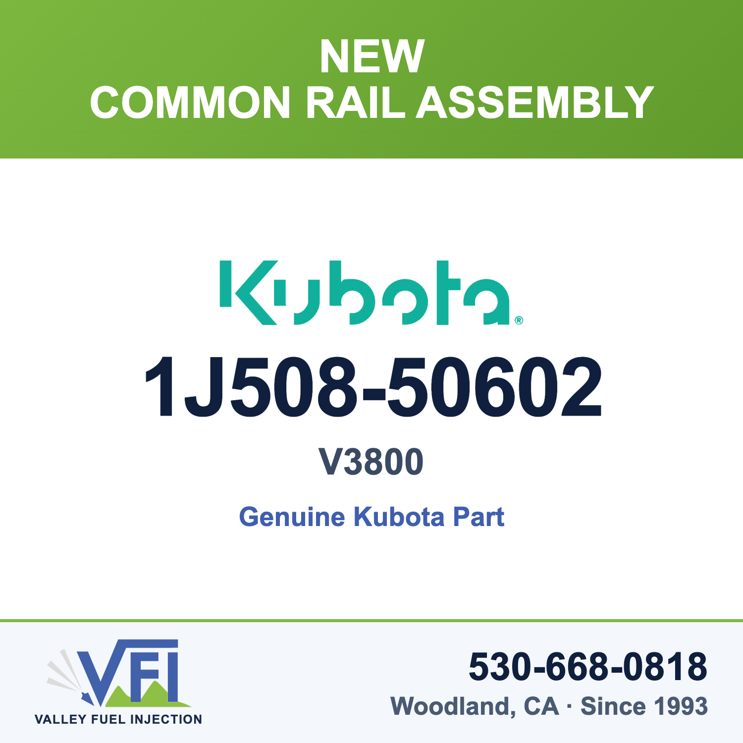 Kubota V3800 Common Rail Assembly 1J508-50602 (Genuine)