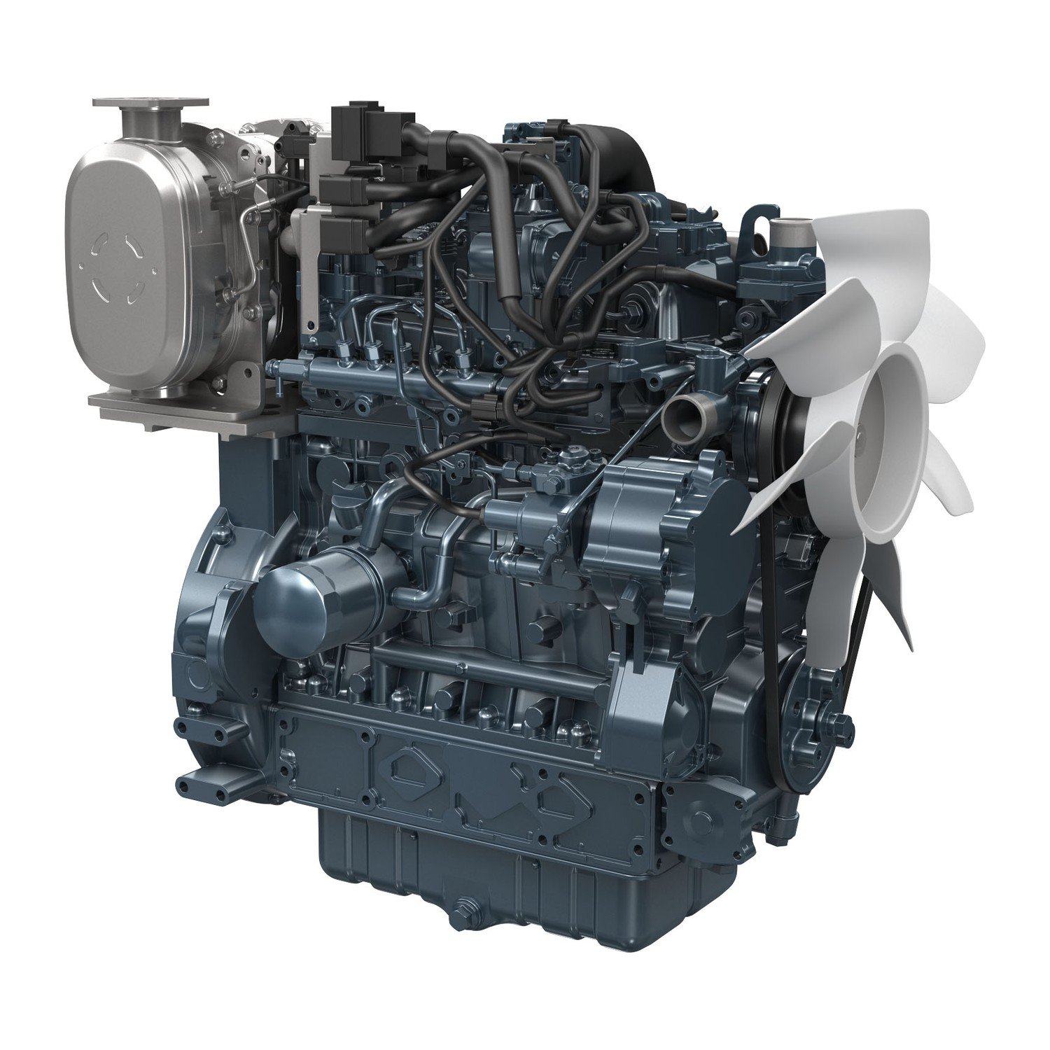 Kubota V3800-CR-TE4 common-rail turbo diesel engine (SVL90-2), fan side