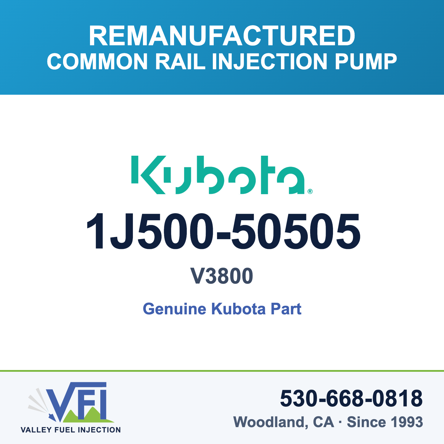 Kubota V3800 Common Rail Injection Pump 1J500-50505 (Genuine)